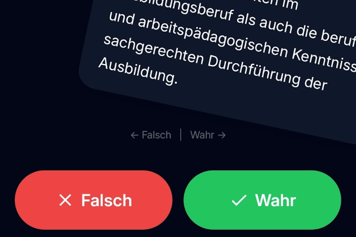 App-Screenshot: Anforderungen an Ausbilder