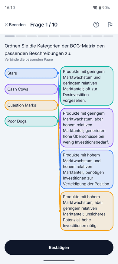 Begriffe lernen in der App