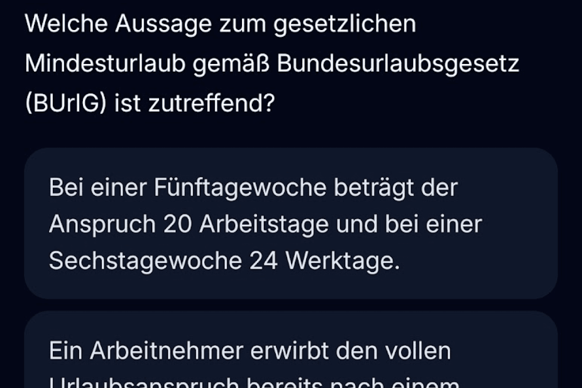App-Screenshot: Arbeitsrecht Training