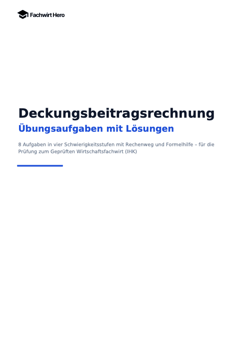 Deckblatt des Beispiel-PDFs Deckungsbeitragsrechnung Übungsaufgaben mit Lösungen