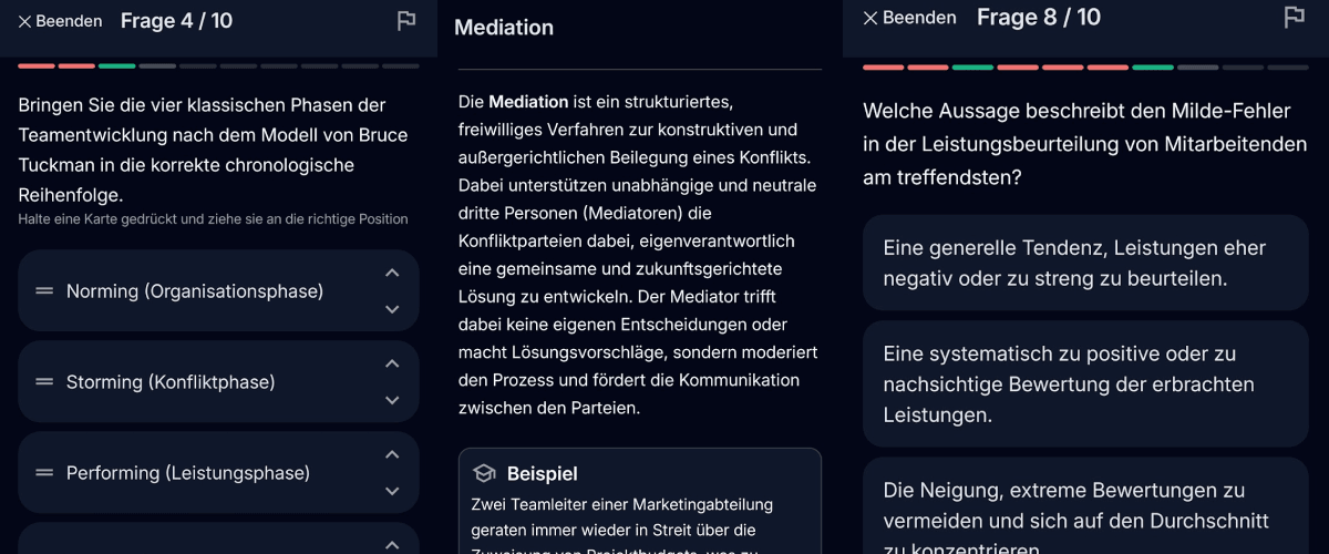 App-Screenshot: Führung und Zusammenarbeit in Fachwirt Hero