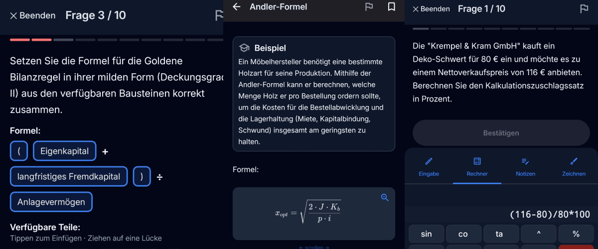 App-Screenshot: Rechnungswesen Fragen in Fachwirt Hero