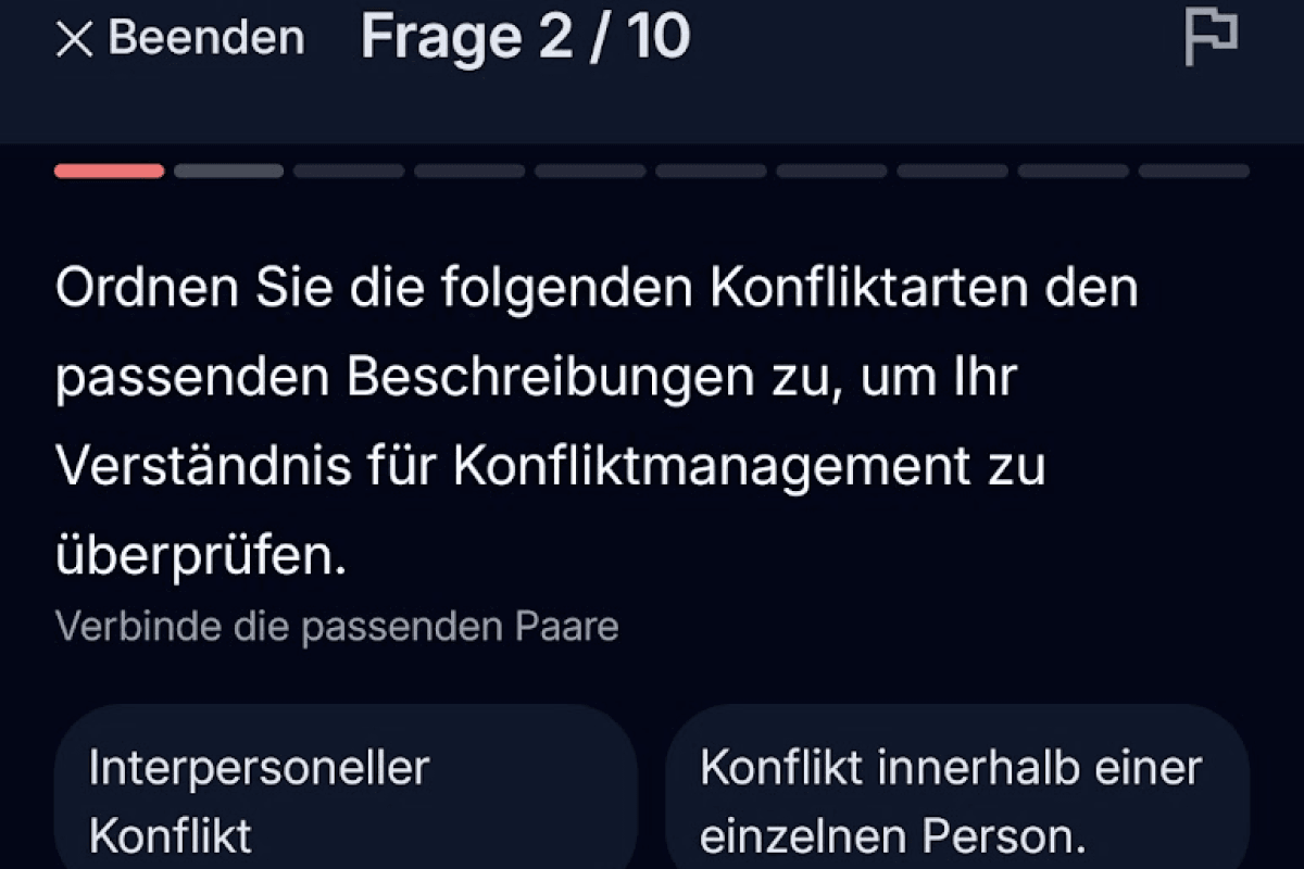 App-Screenshot: Konfliktmanagement Training