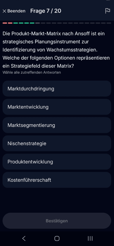 App-Screenshot: Marketing Aufgabe