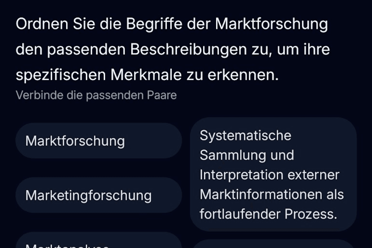 App-Screenshot: Marktforschungsmethoden