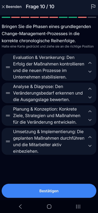 App-Screenshot: Betriebliches Management Aufgabe