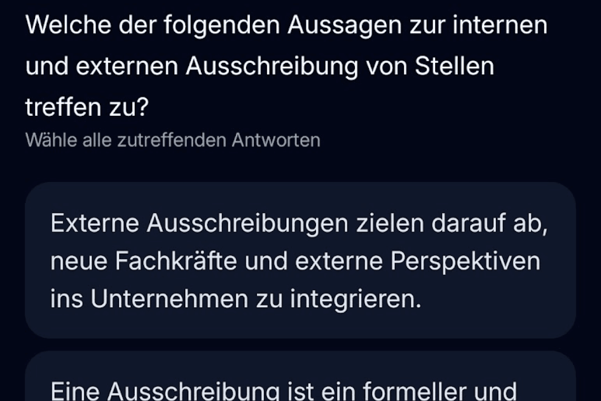 App-Screenshot: Personalthemen Fehlerauswertung