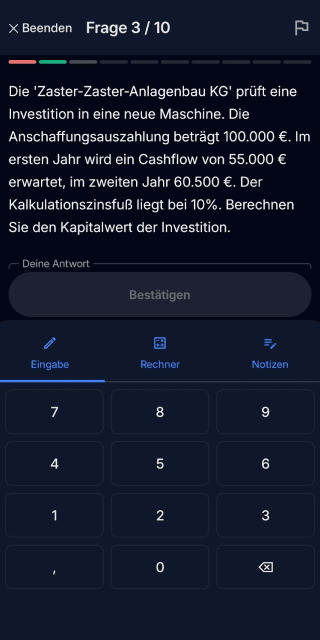 Integrierter Rechner und Notizen