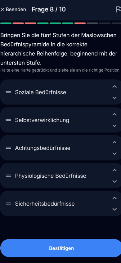 App-Screenshot: Unternehmensführung Aufgabe
