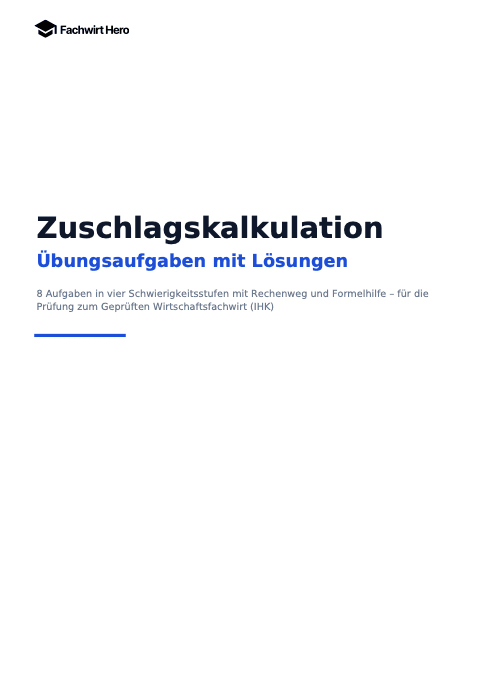Deckblatt des Beispiel-PDFs Zuschlagskalkulation Übungsaufgaben mit Lösungen